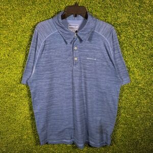 Merrell Opti-Wick Polo Shirt Mens Large Blue Space Dye UPF‎ 20 Hiking Golf